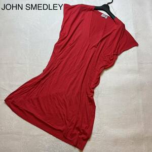 JOHN SMEDLEY ノースリーブ ワンピース レッド 赤