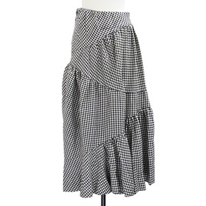 Yohji Yamamoto FEMME 2003aw ウール 千鳥格子 ギャザー切替 アシンメトリー スカート　03aw ファム アシメ ロング フレア