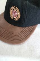 USA製 90s DKNY キャップ / ユニセックス ウール レザー ブラック ブラウン 刺繍 ロゴ 帽子 ビンテージ A3-12003-9277_画像3