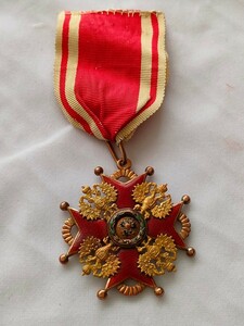 勲章 外国勲章　ロシア帝国聖スタニスラフ勲章 刻印有 金 徽章