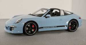 ● 1/18 GT SPIRIT ポルシェ 911 タルガ 4S ガルフブルー、展示ケース付き限定品、Porsche 911 (991) Targa 4S Gulf Blue　中古ミニカー