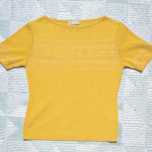 ☆美品☆サマーニット クルーネック 半袖ニット レトロ 半袖カットソー サマーセーター
