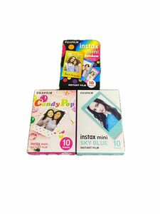 チェキ用フィルム instax mini スカイブルー キャンディーポップ レインボー INSTAX MINI 3箱セット