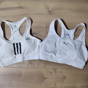 2【整理品リサイクル】女子陸上レーシングトップ2枚セット(Mサイズ)★アディダスadidas・プーマpuma★光沢白ホワイト★