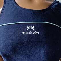 48*Olive des olive女子競泳水着170(XLサイズ程度）★スカートタイプ★光沢濃紺ネイビー水色ブルーパイピング★大きいサイズ男性も_画像4