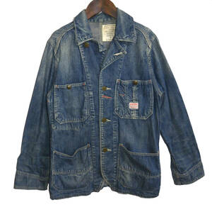 ￠美品 DENIM & DUNGAREE デニムアンドダンガリー 子供服 ビンテージ加工 デニム カバーオール ジャケット 12(140)