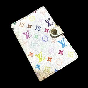 1円〜 売り切り LOUIS VUITTON ルイヴィトン ミニアジェンダ M92653 マルチカラー カードケース アイボリー ホワイト 同梱不可 【L0655】