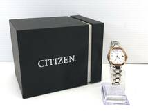 □ CITIZEN シチズン エクシード レディース 腕時計 エコドライブ チタン 電波ソーラー H058-T019684 シェル文字盤 デイト EXCEED □_画像1