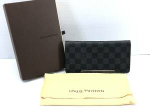 〇LOUIS VUITTON ルイヴィトン ポルトフォイユ・ブラザ N62665 ダミエグラフィット 二つ折り長財布 USED〇