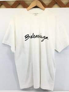 □ 良品 バレンシアガ 半袖 白 Ｔシャツ 2022 ダメージ加工 ロゴプリント BALENCIAGA □