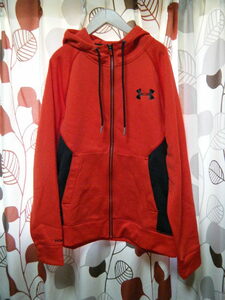  Under Armor reverse side nappy sweat Parker size L A0140 red full Zip 