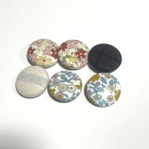【処分予定】くるみボタン 4種6個セット 花柄 チェック フラワー ハンドメイド