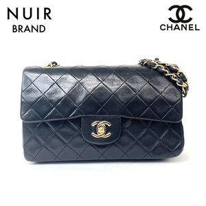 シャネル CHANEL ショルダーバッグ マトラッセ Wフラップ チェーンショルダー 1990年 ラムスキン ブラック