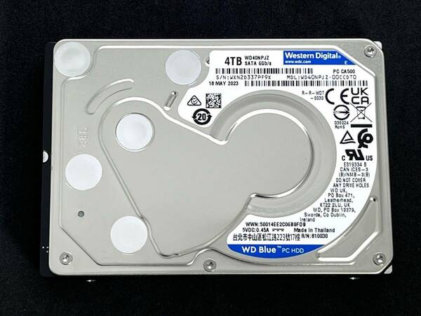 【送料無料】★ 4TB ★ WD40NPJZ / WD Blue　【使用時間：12ｈ】　2023年製　新品同様　Western Digital Blue　2.5インチ内蔵HDD/15mm/SATA