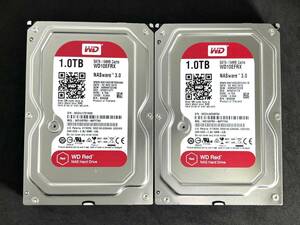 【送料無料】　2個セット　★ 1TB ★　WD10EFRX　/　WD Red　【使用時間：29 ｈ＆ 29 ｈ】　2015年製　Western Digital RED　新品同様　