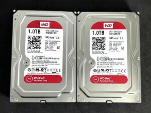 【送料無料】　2個セット　★ 1TB ★　WD10EFRX　/　WD Red　【使用時間：104 ｈ＆ 104 ｈ】　2015年製　Western Digital RED　稼働極少