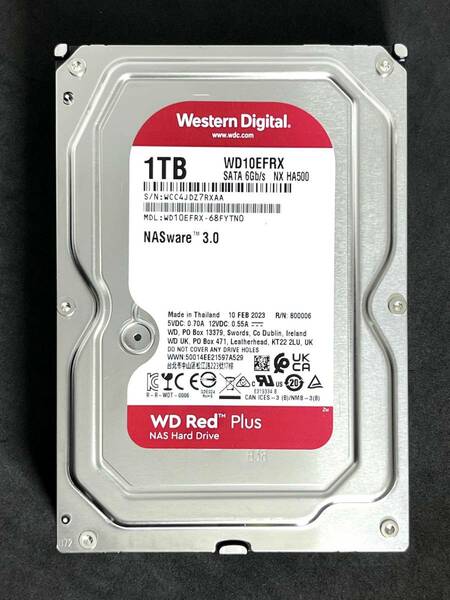 【送料無料】　★ 1TB ★　WD Red　/　WD10EFRX　【使用時間：1823ｈ】 2023年製　良品　3.5インチ内蔵HDD　SATA　Western Digital RED