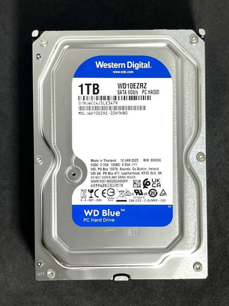 【送料無料】　★ 1TB ★　WD Blue　/　WD10EZRZ　【使用時間：21ｈ】　2023年製　Western Digital Blue　新品同様　3.5インチ 内蔵HDD　