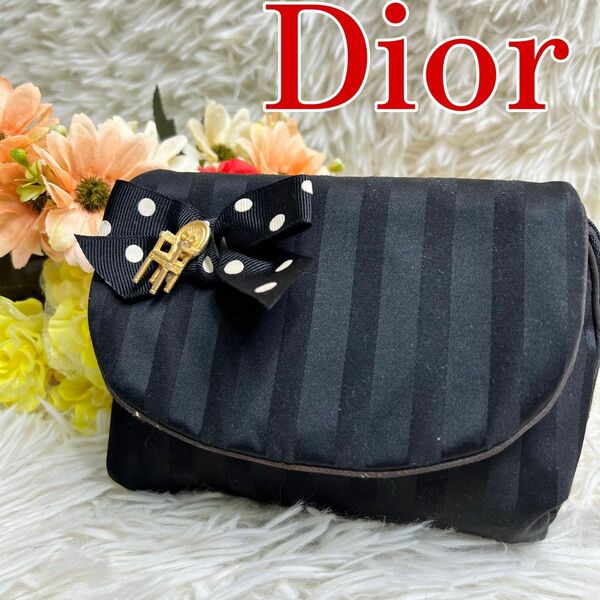 美品 Christian Dior クリスチャン ディオール　ポーチ バニティアクセサリーポーチ　化粧ポーチ　小物入れ　黒