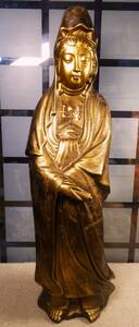 黄金色　仏像　観音菩薩像　観世音菩薩立像　篤玉作　約６１ｃｍ　約11.2キロ