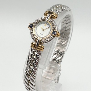 【K-38】美品　SEIKO　セイコー　EXCELINE　エクセリーヌ　12Pダイヤ　2Pサファイア　1F20-0B60　シェル文字盤　腕時計　動作未確認