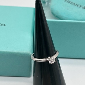 【K-42】　ティファニー　TIFFANY　ダイヤモンドリング　プラチナ　Pt950刻印　.22刻印　0.22Ct　3.19ｇ　箱・内袋付