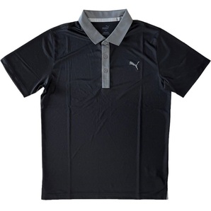 プーマ ゴルフ ショートスリーブ ポロシャツ XXLサイズ ブラック/グレー 黒 GOLF 半袖 メンズ 速乾性 送料370円の画像1
