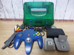 ** nintendo Nintendo 64 NINTENDO 64 clear blue body controller AC adaptor oscillation pack set **