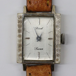  Ricoh K14 17 stone hand winding lady's wristwatch square 2 hands 14K K14WG antique retro Curren that time thing Ricoh Karen