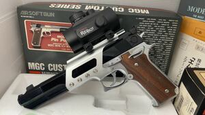 【絶版】【定価45,800円】MGC 固定スライドガスガン　S&W M745 ピンポインター　純正マウントベース　ドットサイト　tasco レッドドット 