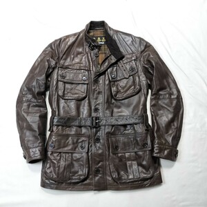 Barbour leather international M ブラウン　インターナショナル　バブアー　レザー　ミリタリー