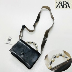 ZARA ブラック ミニショルダーバッグ ポーチ パールビーズ レディース カジュアル フォーマル 大人可愛い ガーリー デイリー ザラ