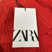 未使用品 /S/ ZARA レッド フリルニットセーター レディース タグ カジュアル トップス 通勤 大人可愛いクロップド ガーリー デイリー ザラ_画像4