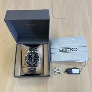 ◆【動作未確認】SEIKO セイコー クロノグラフ メンズ腕時計ダイバーズ 7T62-0CV0 QZ 黒文字盤 デイト100ｍ 余りゴマ有り