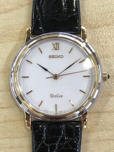 ●☆【稼働品】セイコー SEIKO ドルチェ Dolce クォーツ スイープセコンド 3針 5S21-6010 男性用 メンズ 腕時計 V198 専用ケース付