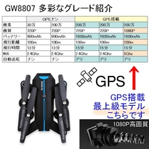 【バッテリー2本+VRゴーグル！】GW8807-GPS【GPS搭載、1080P高画質カメラ付き】200m飛行 自動追尾 折りたたみドローン 初心者 VISUO _画像3