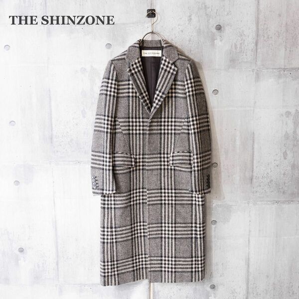 【THE SHINZONE】ザシンゾーン　チェスターコート　グレンチェック　グレー　Sサイズ