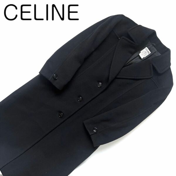 【送料無料】celine セリーヌ　チェスターコート 冬物　レディース　ウール　ロングコート　アウター　ブラック　黒　38 M