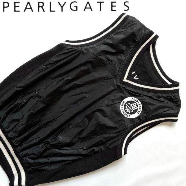 【送料無料】PearlyGates パーリーゲイツ　リバーシブル ベスト　ナイロン　ニット　2way メンズ　4 M 近年モデル　ブラック　黒
