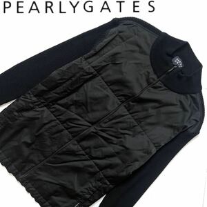 【送料無料】Pearly Gates パーリーゲイツ　異素材mix ナイロン×ニット　メンズ　ブラック　黒　ゴルフ　GOLF 4 M