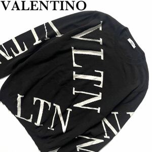 【送料無料】VALENTINO ヴァレンティノ　ニット　セーター　メンズ　VLTN L 黒　ブラック　ロゴ　バレンチノ