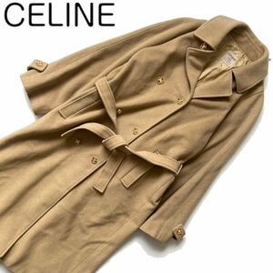 [Бесплатная доставка] [Редкий] Celine Celine Длинное пальто Macadam Пуговицы Ремень Женская золотая пуговица Triomphe Бежевый Верхняя одежда
