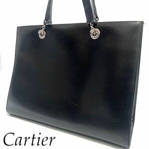 【送料無料】Cartier カルティエ　パンテール　トートバッグ　本革　レザー　ブラック　黒　肩掛け　カバン　鞄　レオパード　ヒョウ柄