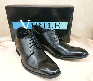 1★未使用展示品★VIRILE/ビリレ ビジネスシューズ No,7880 BLK/ブラック ヒールアップ 日本製 本革 撥水 メンズ 紐タイプ 26.5cm