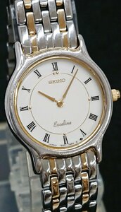 稼働品!! SEIKO/セイコー Exceline/エクセリーヌ 7320-0390 クォーツ フォーマル コンビカラー レディース 婦人用 USED品