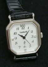 11　新品!!稼働中!!ゆうパケット発送対応!! Lombardi クォーツ シルバー925 見やすいアラビア数字 白色文字板 革バンド 腕時計_画像2