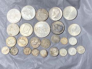 外国銀貨　大型銀貨や小型銀貨　アメリカ　オーストリア　ドイツ　カナダなど　希少　レア　古銭　外国コイン　まとめて26枚セット