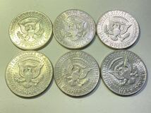 アメリカ　50セント銀貨　ハーフダラー　1964年　未使用　まとめて6枚セット　希少　レアコイン　古銭　北米　外国コイン　海外_画像6