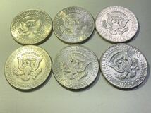 アメリカ　50セント銀貨　ハーフダラー　1964年　未使用　まとめて6枚セット　希少　レアコイン　古銭　北米　外国コイン　海外_画像5