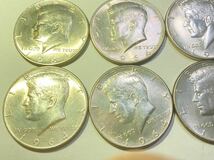 アメリカ　50セント銀貨　ハーフダラー　1964年　未使用　まとめて6枚セット　希少　レアコイン　古銭　北米　外国コイン　海外_画像3